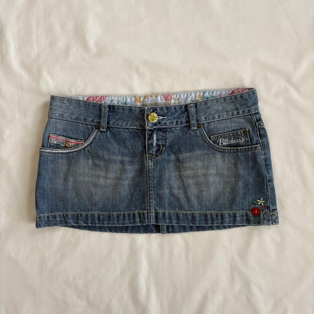 Y2K Low Rise Denim Micro Mini Skirt by Billabong - Size S/M
